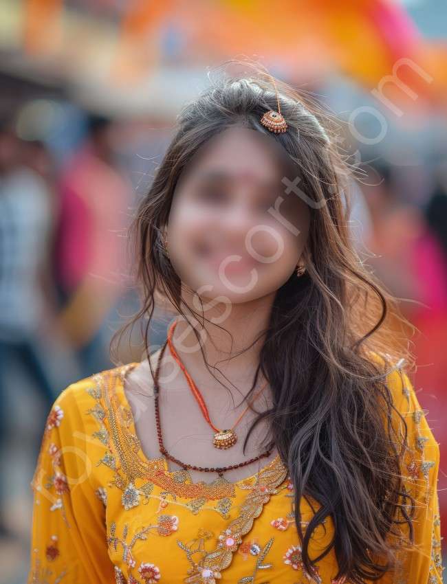 VIP call girl escort Ravi wearing yellow lenga choli