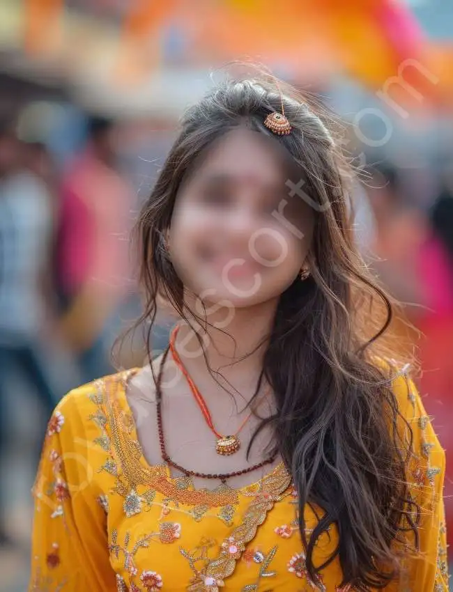 VIP call girl escort Raavi wearing yellow lenga choli in Laxmanjhula, Rishikesh