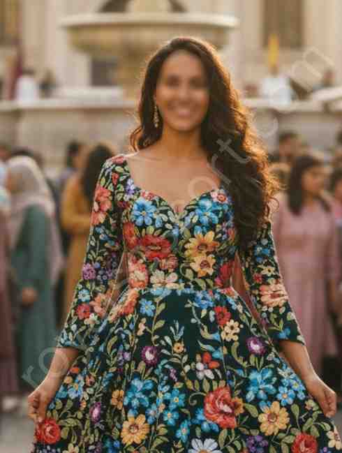 High Profile call Girl Yuvika wearing a flower print dress in hyderabad market